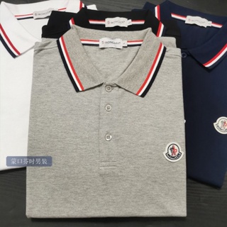 EMOT Moncler short-sleeved polo shirt mens cotton lapel Mengjia mens short-sleeved T-shirt half-sleeved shirt