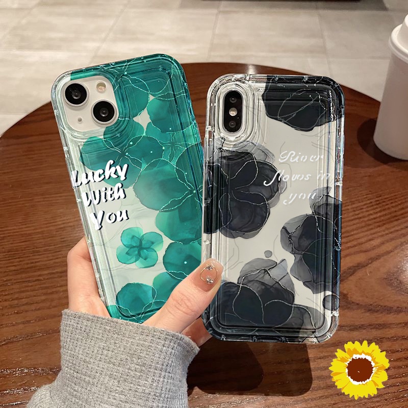 ถุงลมนิรภัย ins ดอกไม้ซิลิโคนเคสโทรศัพท์สำหรับ IPhone 11 12 13 14 15 Pro Max 66s 7 8 Plus XS Max XS SE 2020 ครอบคลุม