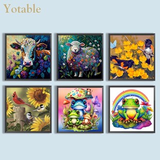 [Yotable.th] ภาพวาดปักเพชร ทรงกลม ลายสัตว์ 5D DIY สําหรับตกแต่งบ้าน 2 ชิ้น