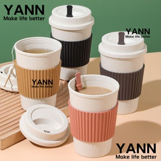 Yann1 แก้วกาแฟ ทนความร้อน แบบพกพา พร้อมฝาปิด ใช้ซ้ําได้