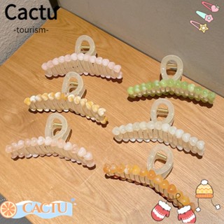 Cactu กิ๊บติดผมหางม้า ขนาดใหญ่ รูปหัวใจ สีเจลลี่ แฟชั่นสําหรับผู้หญิง