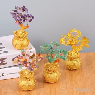 Lucky Tree Wealth Yellow Crystal Tree For Home Office Desktop Decoration Gift Crystal Bonsai Wealth Luck Feng Shui Ornaments
