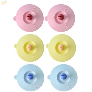 【VARSTR】Cup Lid 6pcs Blue Food Grade Pink Silicone Yellow New Camping Silicone Cup Lid