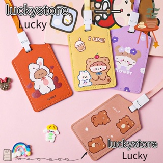 Lucky ซองหนังใส่บัตรประจําตัวประชาชน บัตรประจําตัวประชาชน ลายการ์ตูนรถบัส โลหะ หลากสี สร้างสรรค์ สําหรับผู้หญิง 4 ชิ้น