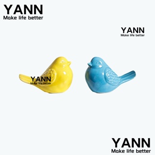 Yann1 รูปปั้นนกเซรามิค พอร์ซเลน สีเหลือง ฟ้า 5.1*3.1 นิ้ว เรียบง่าย สําหรับตกแต่งบ้าน ห้องนั่งเล่น 2 ชิ้น