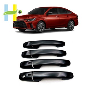 ฝาครอบมือจับประตูรถยนต์ สีดํามันวาว สําหรับ Toyota Yaris Ativ Vois 2022 2023 8 ชิ้น