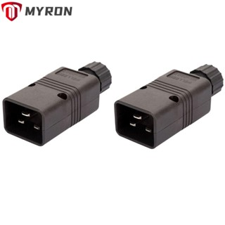 Myron อะแดปเตอร์ปลั๊กไฟ C20 ปลั๊ก AC ABS ทองแดง 16A 110-250V หมุนได้ สีดํา ทนทาน สําหรับช่างไฟฟ้า 2 ชิ้น