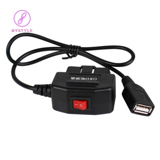 สายเคเบิลชาร์จรถยนต์ พลาสติก โลหะ 24 ชั่วโมง 5V 3A USB OBD พร้อมสวิตช์ 0.5 เมตร สําหรับกล้องบันทึกวิดีโอ ยานพาหนะ DVR 1 ชิ้น