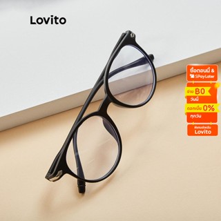 Lovito แว่นตา กรอบกลม สไตล์ลำลอง พร้อมกล่องแว่น L17M355 (สีดำ)