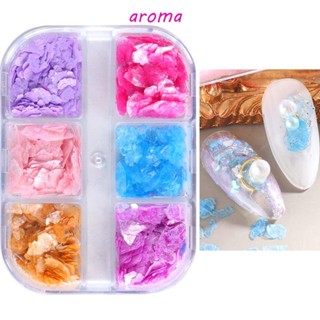 Aroma พาเลตต์กลิตเตอร์ หินอ่อน 3D ไม่สม่ําเสมอ สีธรรมชาติ สําหรับตกแต่งเล็บ