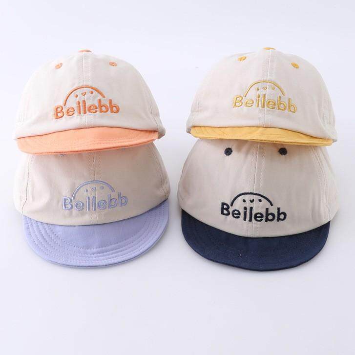 หมวกแก๊ปสำหรับเด็กชาย 5-24 เดือน ทรงน่ารักมาก มียางปรับขนาด สีทูโทน แฟชั่นเด็กเล็ก M18