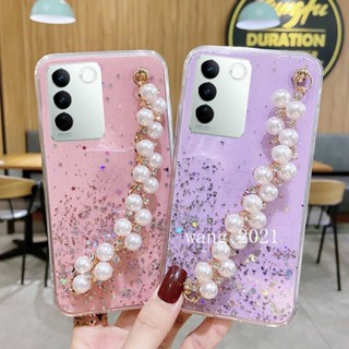 Ready Stock 2023 New Casing เคส VivoV27 VIVO V27e V27 Pro 5G Y02A Phone Case Pearl Bracelet Wristband Glitter Starry Sky Soft Case for VIVO V27 5G เคสโทรศัพท