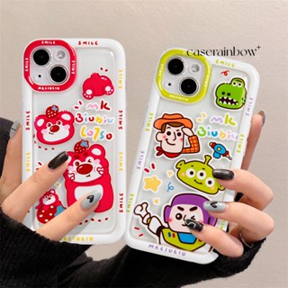 เคสโทรศัพท์มือถือแบบนิ่ม TPU ใส กันกระแทก ลายการ์ตูน Toy Story หมีสตรอเบอร์รี่น่ารัก สําหรับ IPhone 7Plus XR 11 13 12 14 Pro MAX X XS MAX 6 7 8 6S Plus SE 2020