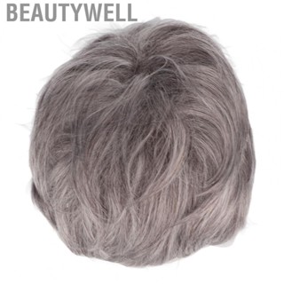 Beautywell Men Gray Short Wig  Old Man Gray Wig Breathable Synthetic Heat Resistant  for Anime Party