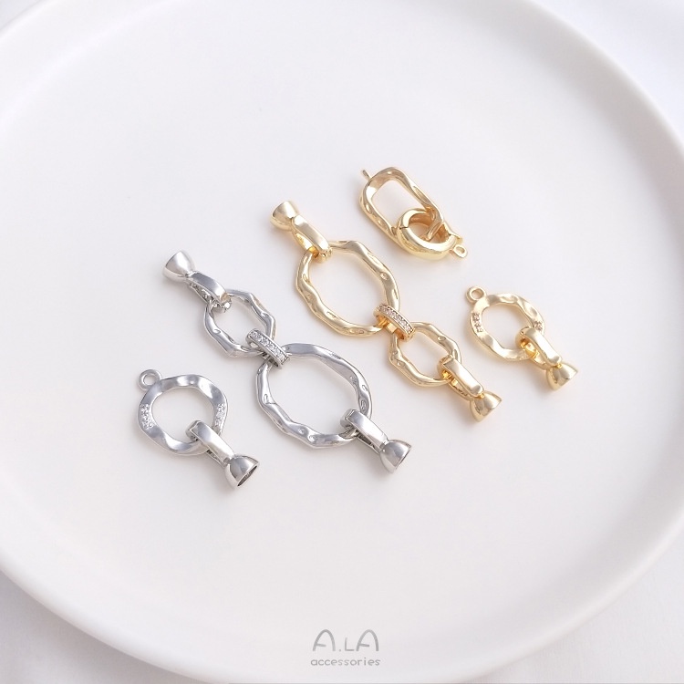 ❤️เครื่องประดับ DIY❤️หัวเข็มขัดชุบทอง 14K ฝังเพทาย ทรงกลมคู่ ประดับไข่มุก สําหรับทําเครื่องประดับ สร้อยคอ แหวน สร้อยข้อมือ DIY[หัวเข็มขัดเชื่อมต่อ/สร้อยข้อมือ/สร้อยคอ/กําไลข้อมือ]