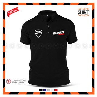 เสื้อยืดโปโลแขนสั้น ผ้าฝ้าย พิมพ์ลายโลโก้ Ducati Scrambler Icon Motor bike MotoGP Baju Lelaki สําหรับผู้ชาย