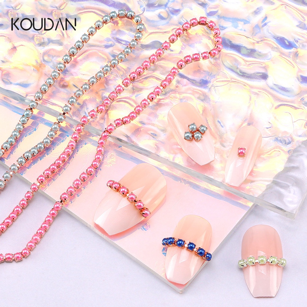 Koudan สติกเกอร์โซ่คริสตัล พลอยเทียม สําหรับตกแต่งเล็บเจล