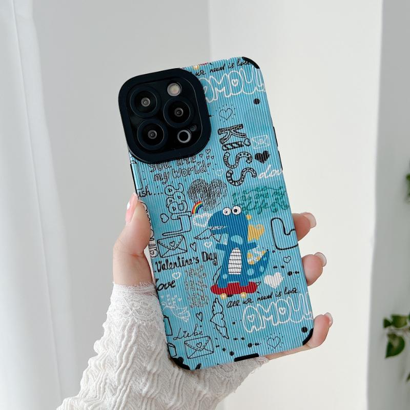 เคสโทรศัพท์มือถือซิลิโคน กันกระแทก ป้องกันกล้อง ลายไดโนเสาร์ สีฟ้า หรูหรา สําหรับ IPhone 13 Pro Max 11 12 13 14 Pro Max X Xr Xs Max 12 13 Mini 7 8plus