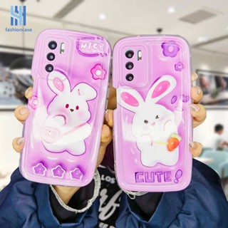 เคสโทรศัพท์มือถือแบบนิ่ม TPU กันกระแทก กันรอยเลนส์กล้อง ลายกระต่ายสีชมพู สําหรับ OPPO A17 A17K A16 A95 A57 A16S A77 A57S A57E A55 A7 A15 A54 A5S A3S A76 A96 A5 A9 A31 A53 A33 2020