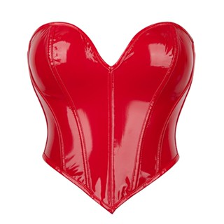 เสื้อทูนิค หนังเทียม PVC สีแดง สุดเซ็กซี่