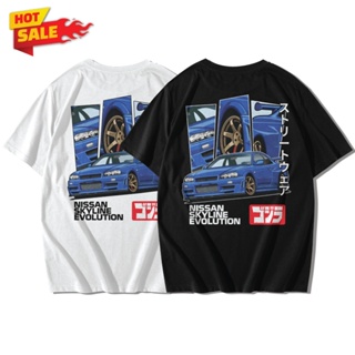 NISSAN Skyline GT-R34 เสื้อยืดแขนสั้นคอกลม Cotton 100% สกรีนลาย