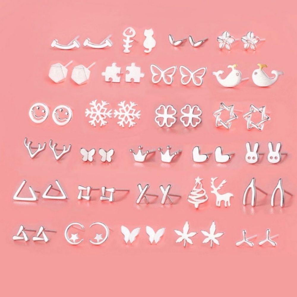 925ต่างหูเงินต่างหูอารมณ์บุคลิกภาพที่เรียบง่ายหูสตั๊ดเกาหลี