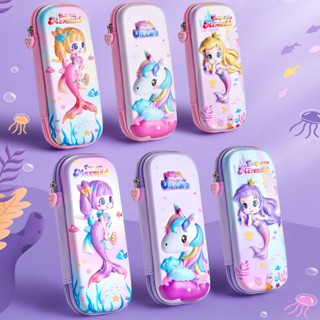 SMIGGLE กระเป๋าดินสอ หนัง PU ลายยูนิคอร์น 3D 3D ขนาดใหญ่ สําหรับใส่เครื่องเขียน