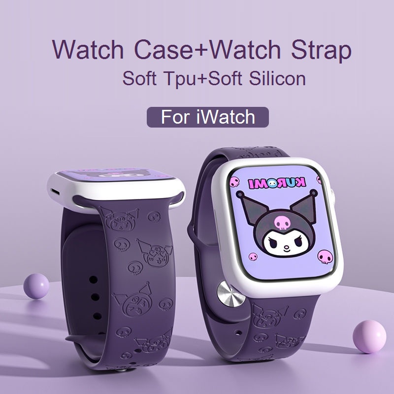 ใช้งานร่วมกับนาฬิกา Ultra 49 มม.Creative 3D นูน KUROMI สายรัดซิลิโคน + TPU กรณี สําหรับ iWatch S10 9 8 7 SE 6 5 4 3 2 1 (49 มม.45 มม.44 มม.42 มม.41 มม.40 มม.38 มม.) สายนาฬิกา - รูปที่ 2