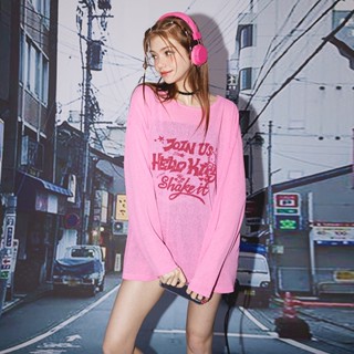 【Hello Kitty】UNIFREE pink long-sleeved thin T-shirt blouse เสื้อยืดกันแดดแบบบาง เสื้อยืดคิตตี้สีชมพู