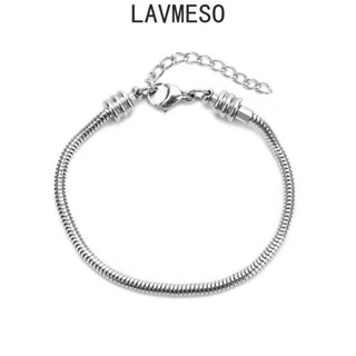 Lavmeso สร้อยข้อมือ สเตนเลส ไทเทเนียม กระดูกงู โซ่ ตะขอก้ามปู หางโซ่ สไตล์ผู้หญิง เครื่องประดับ