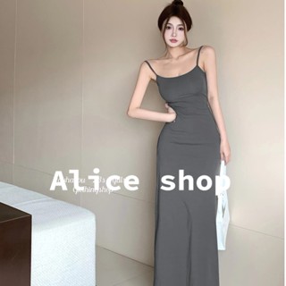 Alice  เดรส เดรสยาว เสื้อผ้าแฟชั่น สายเดี่ยว สายเดี่ยวผูกไหล่  Trendy High quality ทันสมัย Comfortable A22M1DJ 36Z230909