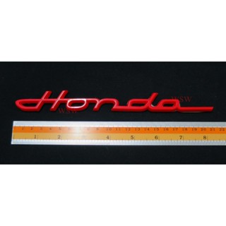 HONDA LOGO แผ่นป้ายตกแต่ง ฮอนด้า คลาสสิก ตัวอักษรแบบเขียน สีแดง HONDA CIVIC ACCORD CR-V HR-V JAZZ FIT STICKER โลโก้