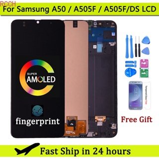 Super AMOLED หน้าจอสัมผัสดิจิทัล lcd พร้อมกรอบ สําหรับ Samsung Galaxy A50 SM-A505FN DS A505F DS A505 A50