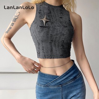 Lanlanlolo เสื้อกล้ามลําลอง คอกลม แขนกุด สีพื้น สําหรับผู้หญิง 2023