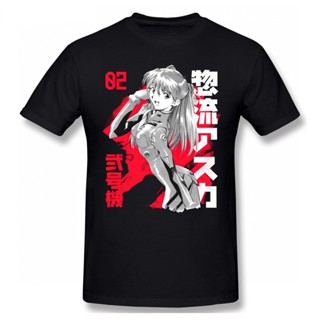 Evangelion Eva 02 เสื้อยืดแขนสั้นเนื้อผ้าฝ้ายพิมพ์ลายกราฟฟิคสําหรับผู้ชาย