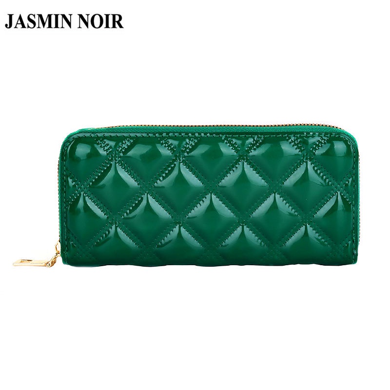 Jasmin NOIR Plaid Padding Puffy Women Wallet Fashion Zipper Standard Purse Long