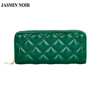 Jasmin NOIR กระเป๋าสตางค์ ใบยาว ลายสก๊อต มีซิป แฟชั่นสตรี