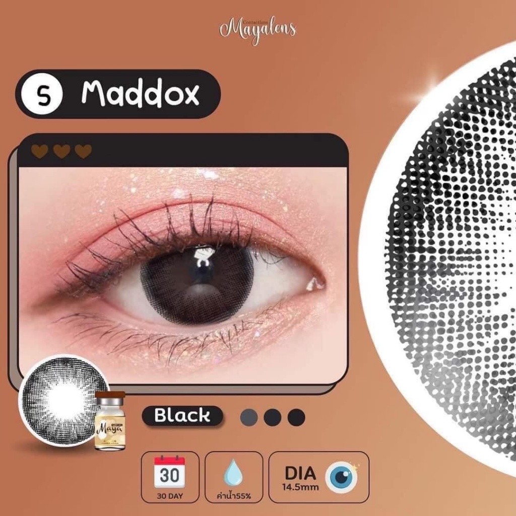 คอนแทคเลนส์สีดำ ขนาดบิ๊กอาย รุ่น Maddox (Mayalens)
