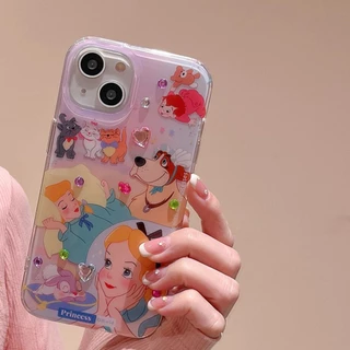 เคสไอโฟน13 ลายการ์ตูนเจ้าหญิง ประดับเพชร สําหรับ Iphone 11 17 16 15 14 Pro MAX เคสไอโฟน 12 13 ProMax Air เคสโทรศัพท์มือถือ กันกระแทก