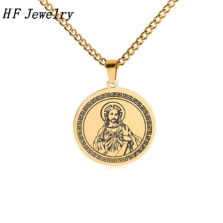 [HF Jewelry] สร้อยคอ สเตนเลส 316 จี้หัวพระเยซู ทรงกลม สไตล์ฮิปฮอป ยุโรป อเมริกา เครื่องประดับแฟชั่น สําหรับผู้ชายและผู้หญิง