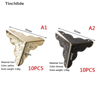 [Tinchitde] กล่องโลหะ ทรงสามเหลี่ยม สําหรับตกแต่งมุมเฟอร์นิเจอร์ กระเป๋าเดินทาง 10 ชิ้น