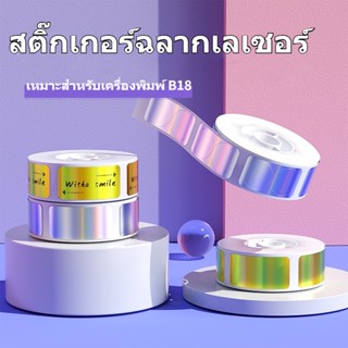 NIIMBOT B18 เครื่องฉลากเลเซอร์กระดาษพิมพ์สติกเกอร์ติดด้วยตนเองฉลากสีผลิตภัณฑ์ที่เปราะบางใบรับรอง QC กระดาษฉลากกันน้ำ