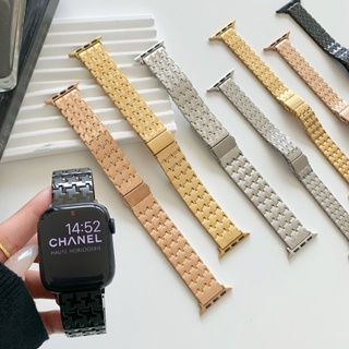 ใหม่ สายนาฬิกาข้อมือสเตนเลส โลหะ แบบเปลี่ยน หรูหรา สําหรับ Apple Watch series 8 7 6 5 SE ultra 49 มม. 45 มม. iwatch 4 3 2 1 44 มม. 41 มม. 42 มม. 38 มม. 40 มม.