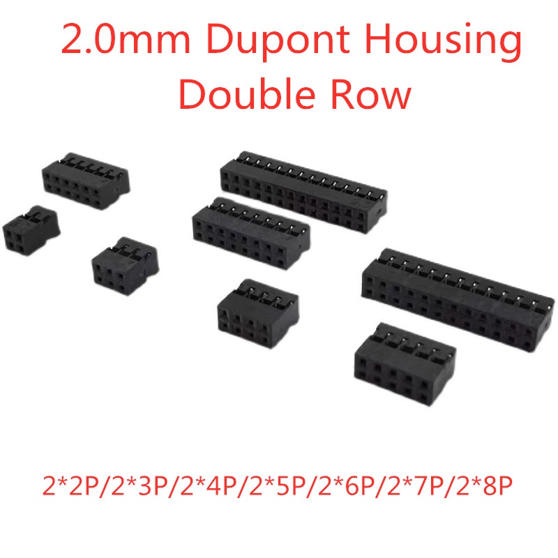 Dupont 2.0 กรอบพลาสติก 2.0 มม. แถวคู่ 2x2p 2x3p 2x4p 2x5p 2x6p 2x7p 2x8p 20 ชิ้นต่อล็อต
