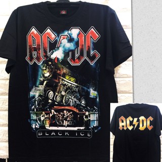 เสื้อยืดแขนสั้น พิมพ์ลายวงร็อค Acdc สีดํา