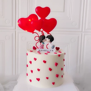 🎂ร้านไทยส่งไว🎂 4 ชิ้นต่อชุด ป้ายท็อเปเปอร์ปักเค้ก ท้อปเปอร์ลูกโป่ง รูปหัวใจ หลากหลายสี สําหรับตกแต่งเค้ก C37