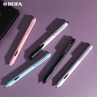 Beifa ปากกาลูกลื่น แบบกด เสียงเงียบ ขนาด 0.5 มม. สีดํา สําหรับนักเรียน