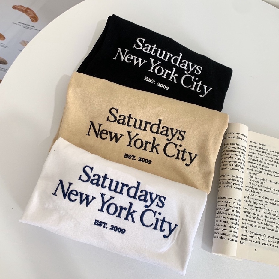T-shirts 129 บาท S083 เสื้อยืด oversize ผ้าคอตตอน สไตล์มินิมอล ปัก Saturdays New York City Women Clothes