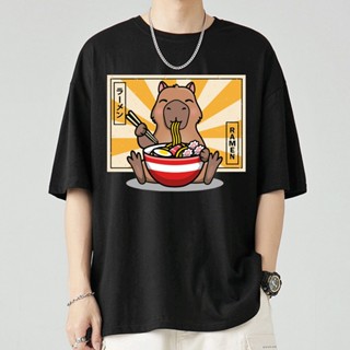 ขายดี เสื้อยืดลําลอง ผ้าฝ้าย แขนสั้น พิมพ์ลายกราฟฟิคการ์ตูนสัตว์ Capybara แนวสตรีท โอเวอร์ไซซ์ สําหรับผู้ชาย ไซซ์ XS-4XL 5XL 6XL 813243