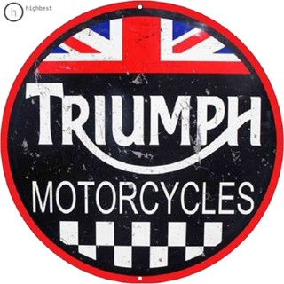 โปสเตอร์โลหะดีบุก ลาย Triumph Motorcycles สไตล์เรโทร สําหรับตกแต่งผนัง